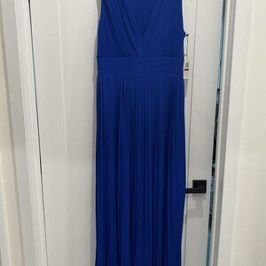 Plisse Maxi Dress. Cocktail. Blue. GOWN.